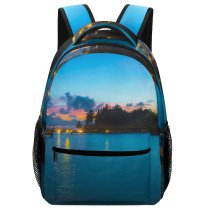yanfind Children's Backpack Golden Lights Palm Clouds Sunset Landscape Evening Island Beach Preschool Nursery Travel Bag