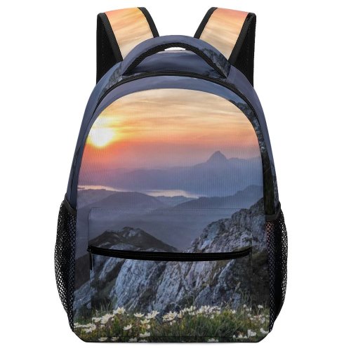 yanfind Children's Backpack Beautiful Afterglow Flowers Scenery Clouds Sunset Landscape Mountains Sight  Peaceful Sunrise Preschool Nursery Travel Bag