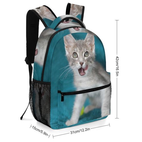 yanfind Children's Backpack Funny Curiosity Cute Cat Young Little  Portrait Pet Whisker Downy Fur Preschool Nursery Travel Bag
