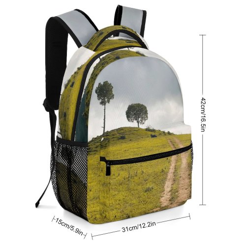 yanfind Children's Backpack Countryside Road Plant Domain Mound Pictures Grassland Outdoors Tree Public Field Preschool Nursery Travel Bag