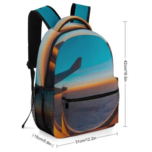 yanfind Children's Backpack  Aeroplane Golden Dark Sand Design Shining Wing Airplane Window Sunset Aircraft Preschool Nursery Travel Bag