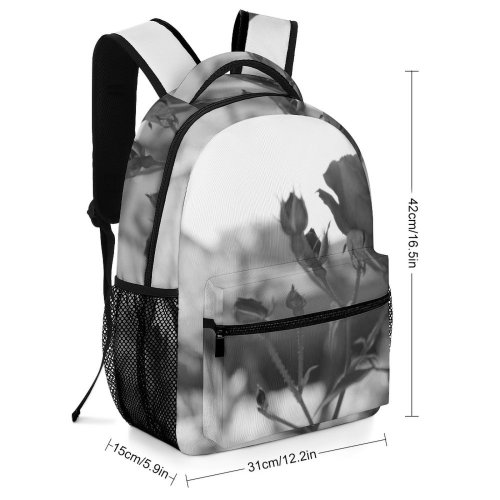 yanfind Children's Backpack Flower Rose Plant  Bud Sprout Grey Petal Garden Button Yard Creative Preschool Nursery Travel Bag
