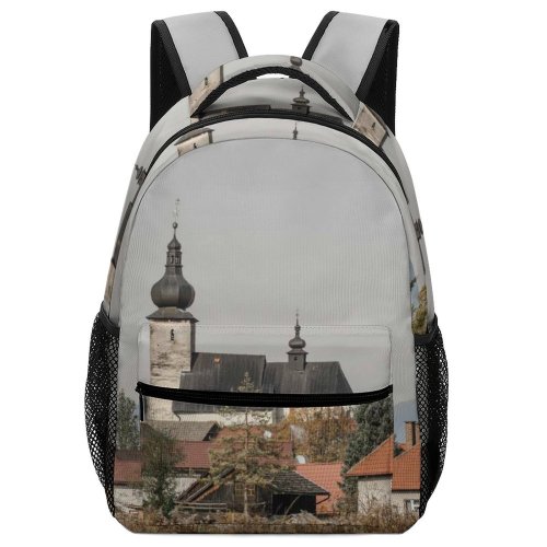 yanfind Children's Backpack Building Architecture  Spire Steeple Roof Outdoors Countryside Rural Sky Town Chapel Preschool Nursery Travel Bag