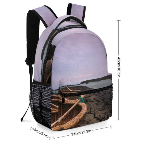 yanfind Children's Backpack Bay Baskets Clouds Sunset Landscape Daylight Evening Travel Island Light Beach Boat Preschool Nursery Travel Bag