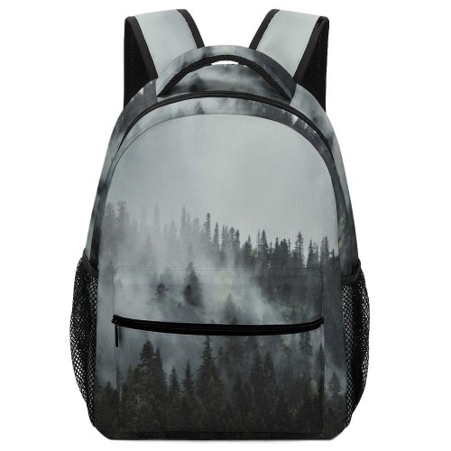 yanfind Children's Backpack Grey Tree Plant Abies Fir Pine Conifer Fog Zabljak Montenegro Spruce Outdoors Preschool Nursery Travel Bag