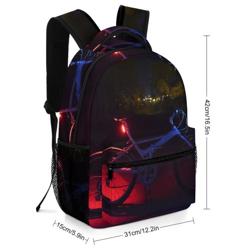 yanfind Children's Backpack Bike Road Transportation Dark Outdoors Arch System Trees Lights Wheels Preschool Nursery Travel Bag