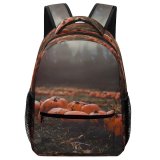 yanfind Children's Backpack  Focus Scary October Pumpkin Pumpkins Vegetable Depth Autumn Halloween Field Pasture Preschool Nursery Travel Bag