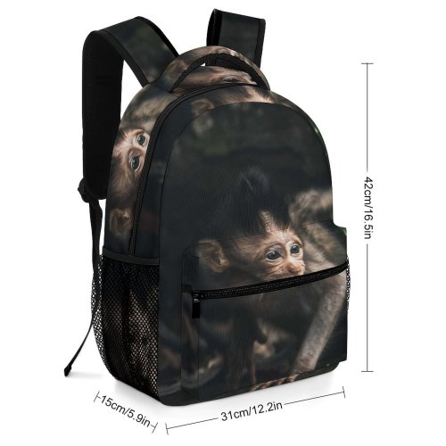 yanfind Children's Backpack  Focus Monkey Primate Wild Little Depth Baby Field  Wildlife Fur Preschool Nursery Travel Bag