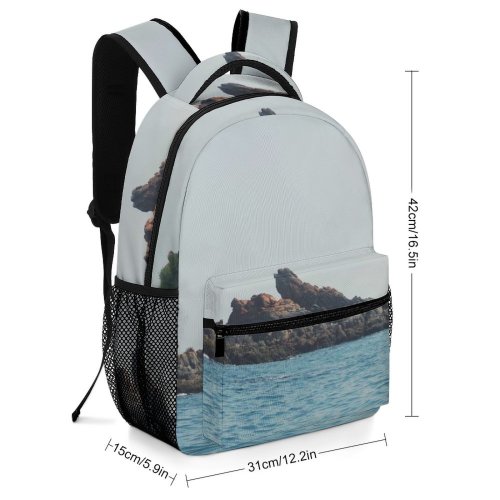 yanfind Children's Backpack Land Outdoors Ocean Sea Shoreline Coast Island Grey Promontory Preschool Nursery Travel Bag
