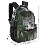 yanfind Children's Backpack Grass Grey Pet Whiskers Tabby Portrait Cute Staring Leaves Cat Pretty Fur Preschool Nursery Travel Bag