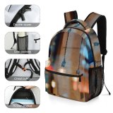 yanfind Children's Backpack  Bokeh Glass Evening Lamps City Dark Hanging Light Illuminated Bulb Architecture Preschool Nursery Travel Bag