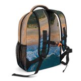 yanfind Children's Backpack Drone Topdown Beach Grass Sunlight Snow Free Ocean Basin  Shore Preschool Nursery Travel Bag