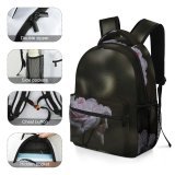 yanfind Children's Backpack Flower Plant  Flora Rose Grey Petal Bloom Carnation Dark Closeup Quiet Preschool Nursery Travel Bag