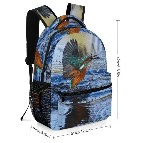 yanfind Children's Backpack Alcedo Wing Wild Kingfisher Birdwatching Avian Wildlife Ornithology River Outdoors Atthis Lake Preschool Nursery Travel Bag