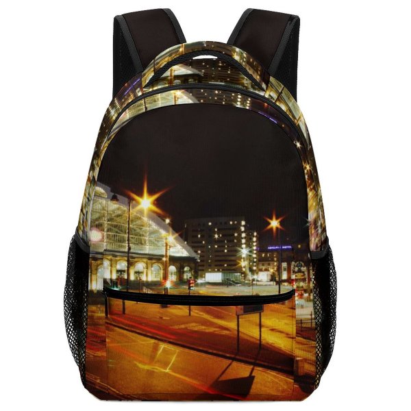 yanfind Children's Backpack  Street City Dark Time Illuminated Lights Downtown Lapse Landscape Traffic Evening Preschool Nursery Travel Bag