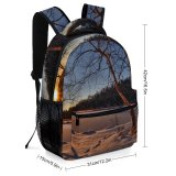 yanfind Children's Backpack Frozen Tree Winter Forest Season Sunlight Sunset Wood Landscape Sunrays Pine Preschool Nursery Travel Bag