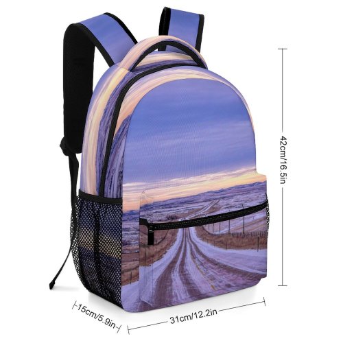 yanfind Children's Backpack Highway  Outdoors Wyoming Usa Scenery Sky Horizon Road Landscape Sunrise Fields Preschool Nursery Travel Bag