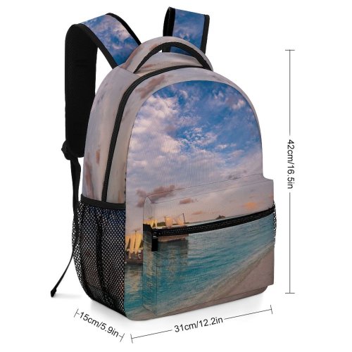 yanfind Children's Backpack Beautiful Sand  Clouds Sunset Travel Island Beach Turquoise  Tropical Boat Preschool Nursery Travel Bag