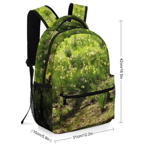 yanfind Children's Backpack Daffodils Glade Wood Trees Enchanted Forest Flower Branches Plants Petals Spring Summer Preschool Nursery Travel Bag