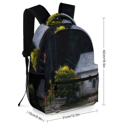 yanfind Children's Backpack Forest Chapel Scenery Grass Landscape Daylight Sight Church Building Lakeside Outdoors Scenic Preschool Nursery Travel Bag