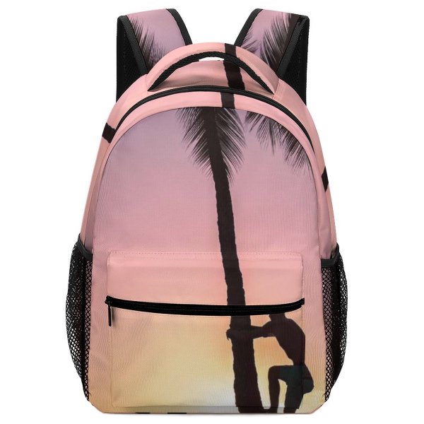 yanfind Children's Backpack Backlit Tree Sand Climbing Sunset Landscape Evening Island Beach  Sunrise Tropical Preschool Nursery Travel Bag