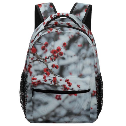 yanfind Children's Backpack  Frozen Focus Tree Winter Berries Season Icee Wood  Frosty Snow Preschool Nursery Travel Bag