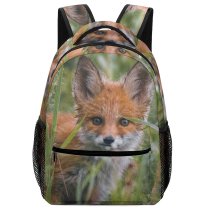 yanfind Children's Backpack  Wild Grass Daylight Field  Fox Wildlife Fur Outdoors Cute Carnivore Preschool Nursery Travel Bag