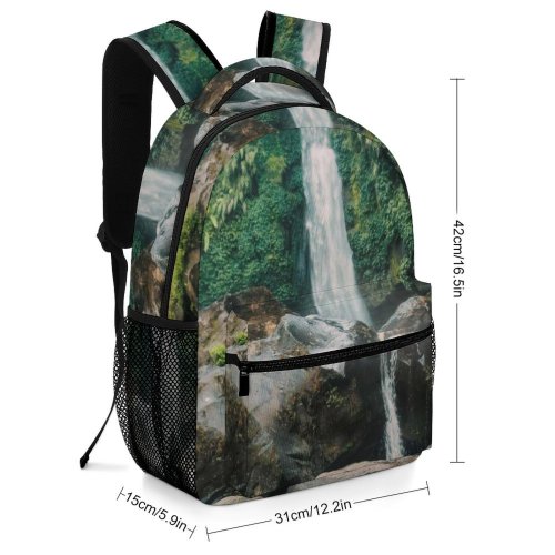 yanfind Children's Backpack Beautiful Forest Wood Landscape Waterfalls Daylight Travel  River  Outdoors Scenic Preschool Nursery Travel Bag