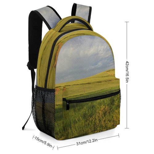 yanfind Children's Backpack Field Grassland Outdoors Countryside Farm Meadow Rural Grass Plant Landscape Hill Pasture Preschool Nursery Travel Bag
