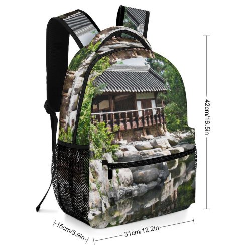 yanfind Children's Backpack Architecture Atmospheric Idyllic Landscape Park Peaceful Reflections River Rivulet Rock Rocks Preschool Nursery Travel Bag