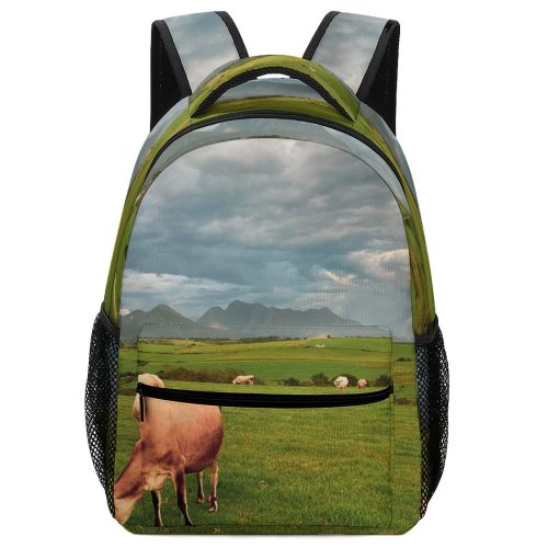 yanfind Children's Backpack Field Cattle Cow Grassland Outdoors Countryside Farm Rural Grazing Meadow Pasture Ranch Preschool Nursery Travel Bag