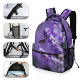yanfind Children's Backpack Flowers Insect Growth Lilac Blooming Garden Outdoors Flying Bee Violet Lavender Flora Preschool Nursery Travel Bag