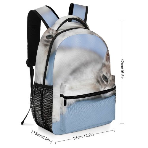 yanfind Children's Backpack Funny Curiosity Cute Cat Young Little  Portrait Tabby Pet Whisker Downy Preschool Nursery Travel Bag