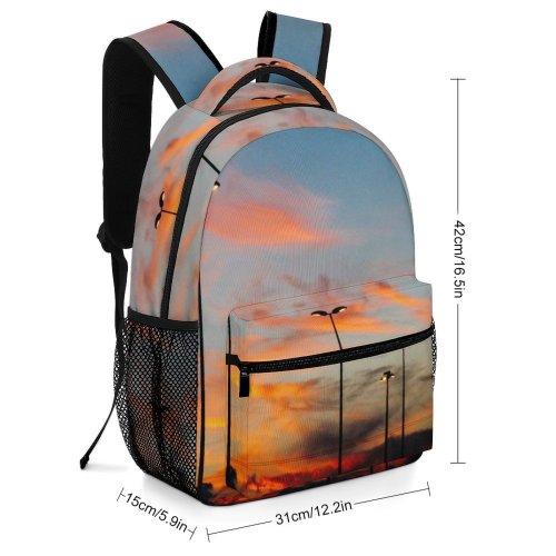 yanfind Children's Backpack Backlit Street Afterglow Lights Scenery Clouds Sunset Lamps Peaceful Sunrise Tranquil Outdoors Preschool Nursery Travel Bag