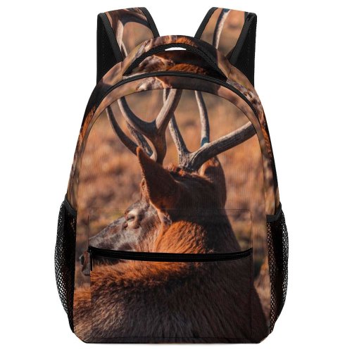 yanfind Children's Backpack Outdoors Reindeer Stag Moose Horn Buck Bull Rut Antelope Grass Rack Fur Preschool Nursery Travel Bag