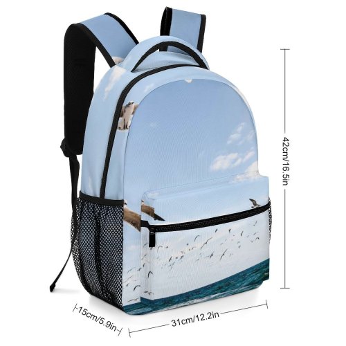 yanfind Children's Backpack Freedom Seagulls Daylight Avian Beach Seabird Action Outdoors Flying Seashore Preschool Nursery Travel Bag