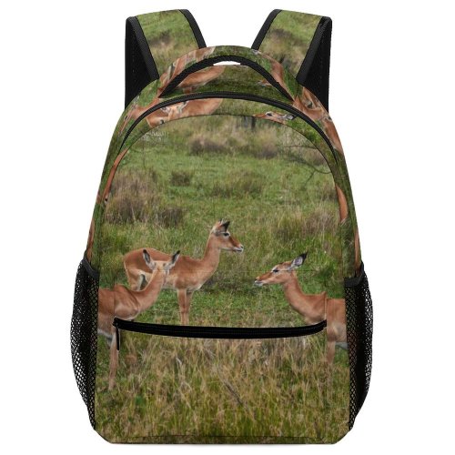 yanfind Children's Backpack Grassland Barbaric Conservation Impala Deer Park Savanna Antelope Grass Herbivore Safari Gazelle Preschool Nursery Travel Bag