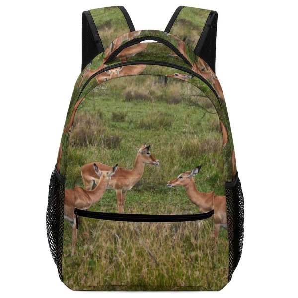 yanfind Children's Backpack Grassland Barbaric Conservation Impala Deer Park Savanna Antelope Grass Herbivore Safari Gazelle Preschool Nursery Travel Bag