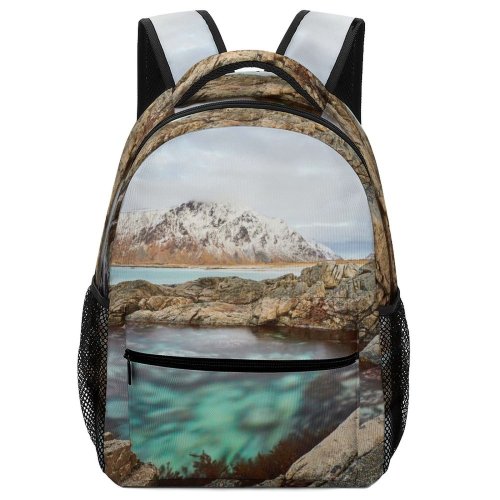 yanfind Children's Backpack Colours Promontory Skagsanden Domain Pictures Lofoten Outdoors Grey Stone Range Preschool Nursery Travel Bag