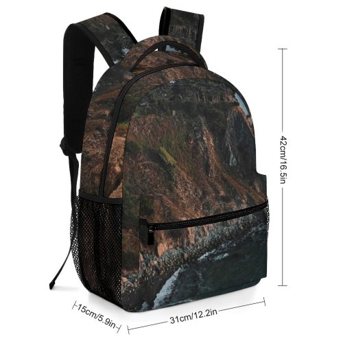 yanfind Children's Backpack Cliff Outdoors Promontory Sea Grey Ocean Travel Sunset Wave Rock Preschool Nursery Travel Bag