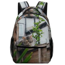 yanfind Children's Backpack Plant Blurred Settlement  Alone Countryside Kitty Pet  Timber Wooden Chill Preschool Nursery Travel Bag