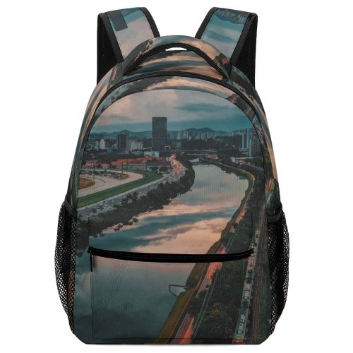 yanfind Children's Backpack Golden City Design Lights Downtown Scenery Automobiles Footage Grass Roads Asphalt Preschool Nursery Travel Bag