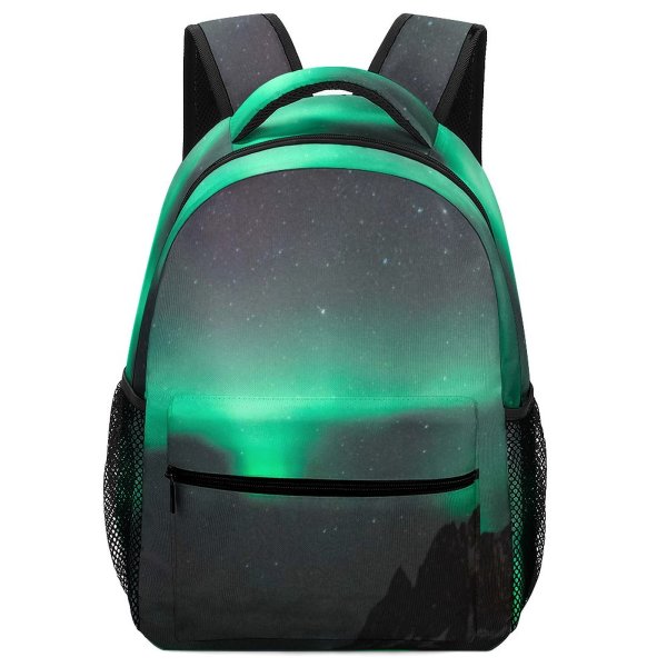 yanfind Children's Backpack Dark Lights Scenery Clouds Landscape Mountains Evening Nightsky Snow Northern Astronomy Outdoors Preschool Nursery Travel Bag