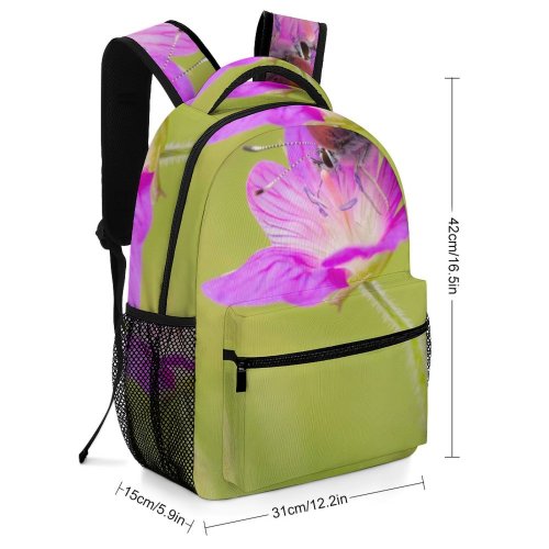 yanfind Children's Backpack  Flower Geranium Plant Bee Honey Insect Invertebrate Estonia Butterfly Pollen Preschool Nursery Travel Bag
