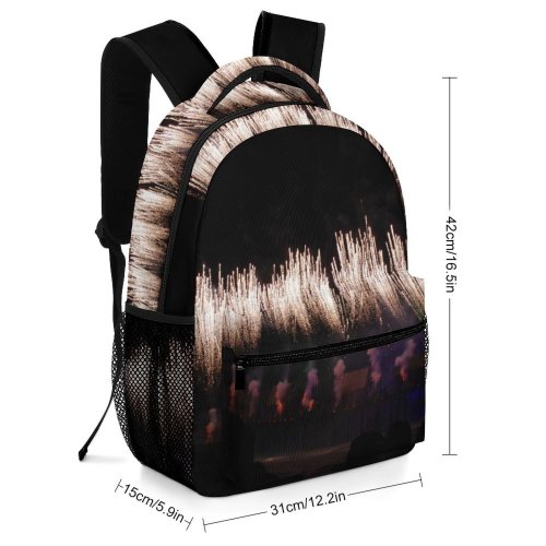 yanfind Children's Backpack Fireworks Fire Display Night Light Explosion Fountain Event Fte Darkness Midnight Recreation Preschool Nursery Travel Bag