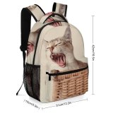 yanfind Children's Backpack Yawning Wicker Felidae Portrait Whiskers Cute Mouth Sleepy Yawn Adorable Furry Face Preschool Nursery Travel Bag