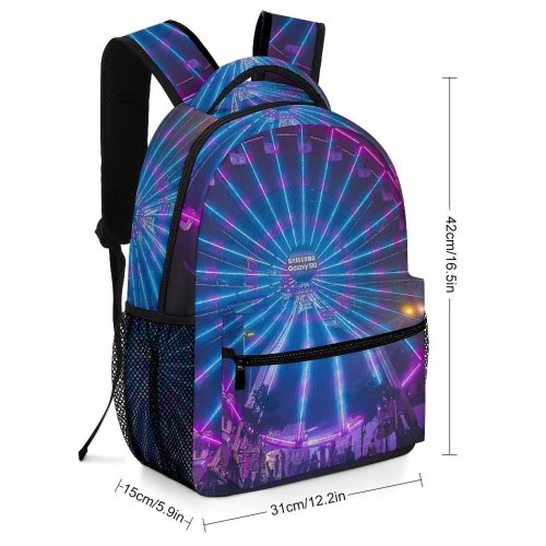 yanfind Children's Backpack Festival Park Purple Dark Rides Illuminated Evening Energy Light Wheel Neon Round Preschool Nursery Travel Bag
