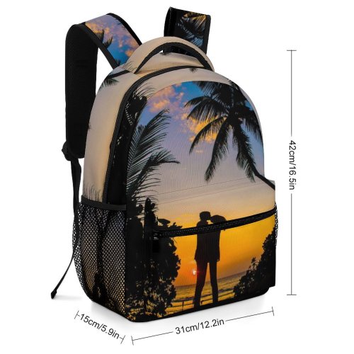 yanfind Children's Backpack Backlit Sand Maldives Vegetation Romance Vacation Palm Coconut Affection Affair Sunset Romantic Preschool Nursery Travel Bag