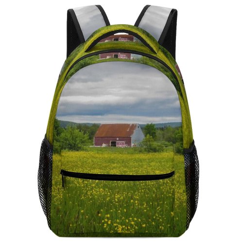 yanfind Children's Backpack Field Grassland Outdoors Countryside Farm Rural Meadow Building Cottage Housing Hut Pasture Preschool Nursery Travel Bag