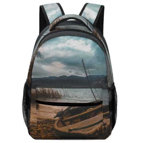 yanfind Children's Backpack Golden Sand Scenery Clouds Landscape Mountains Evening Boat Transportation Outdoors Hour Scenic Preschool Nursery Travel Bag